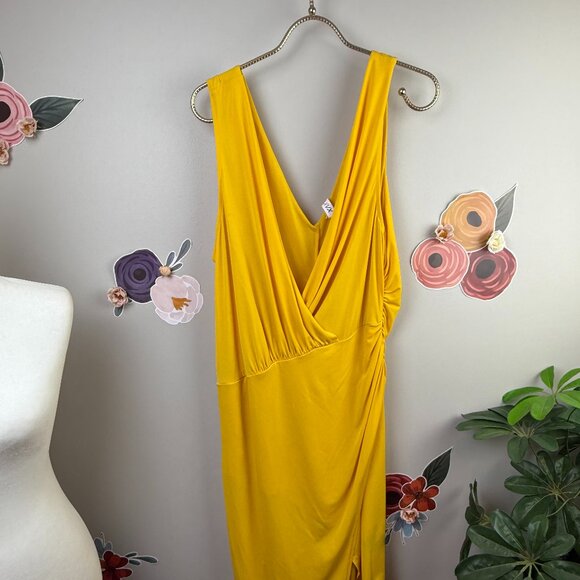 LXVX Yellow Draped Ruching Dress - Size - 1X - Picture 1 of 4